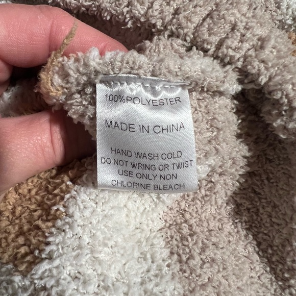 Pink Lily Checkered Brown, Beige and Cream Teddy Bear Sweater - Picture 3 of 4